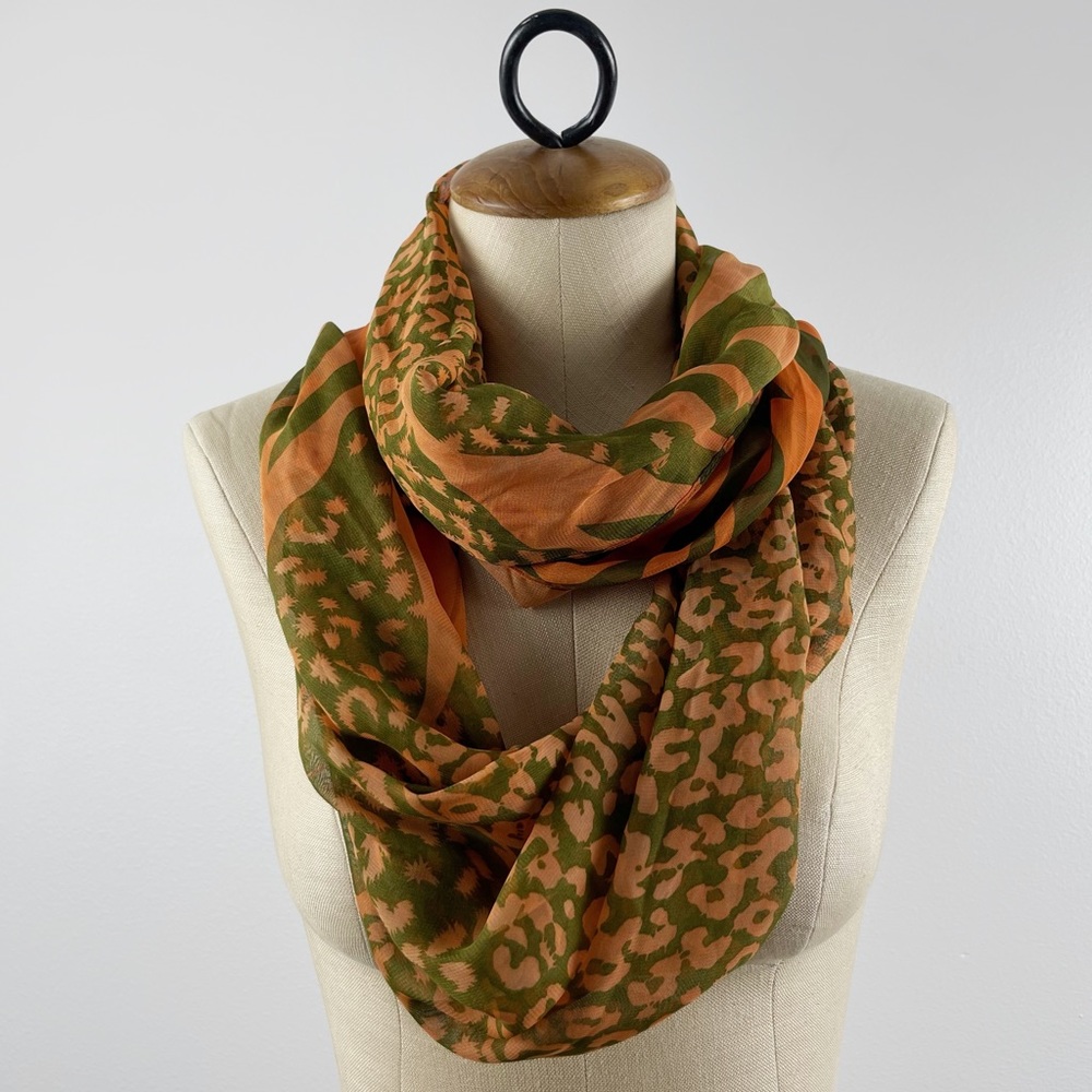 Infinity Scarf Animal Print Orange Green